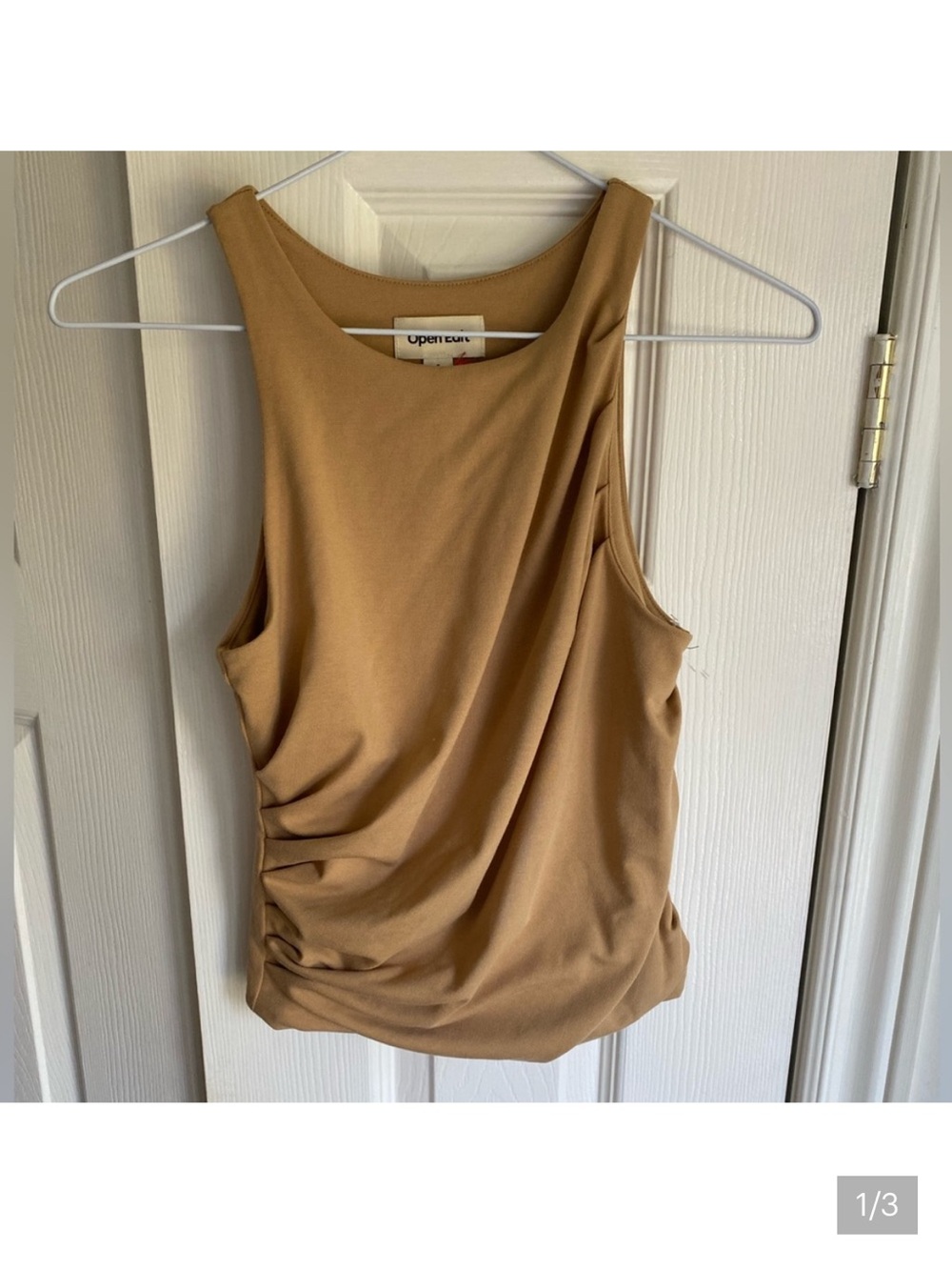 Open Edit Draped Tank Top in Camel